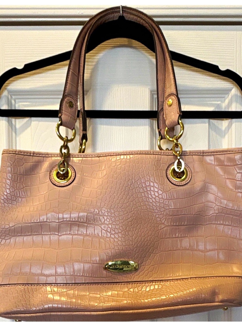 Liz Claiborne Women’s Croc-Embossed Tote Bag in Blush Pink